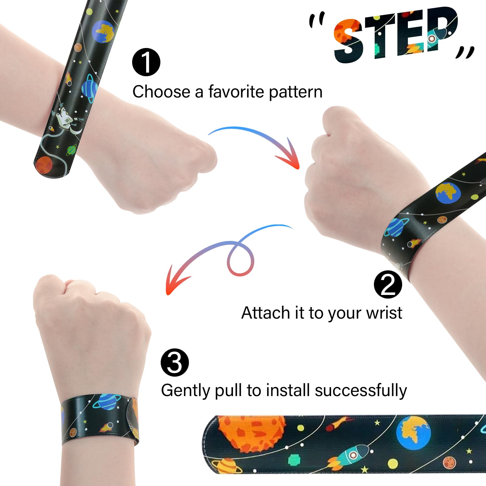 Cocurb 54 Pcs Slap Bracelets With 48 Design Friendship Bracelets For Kids 8 to 12 Years Old with 28 Pcs Sticker Birthday Party Favors Bulk For Kids Classroom Prizes Exchanging Present