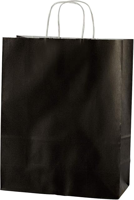 Thepaperbagstore 30 BLACK PAPER RE-USABLE SHOPPING BAGS WITH STRONG TWISTED HANDLES - Medium 250x110x310mm