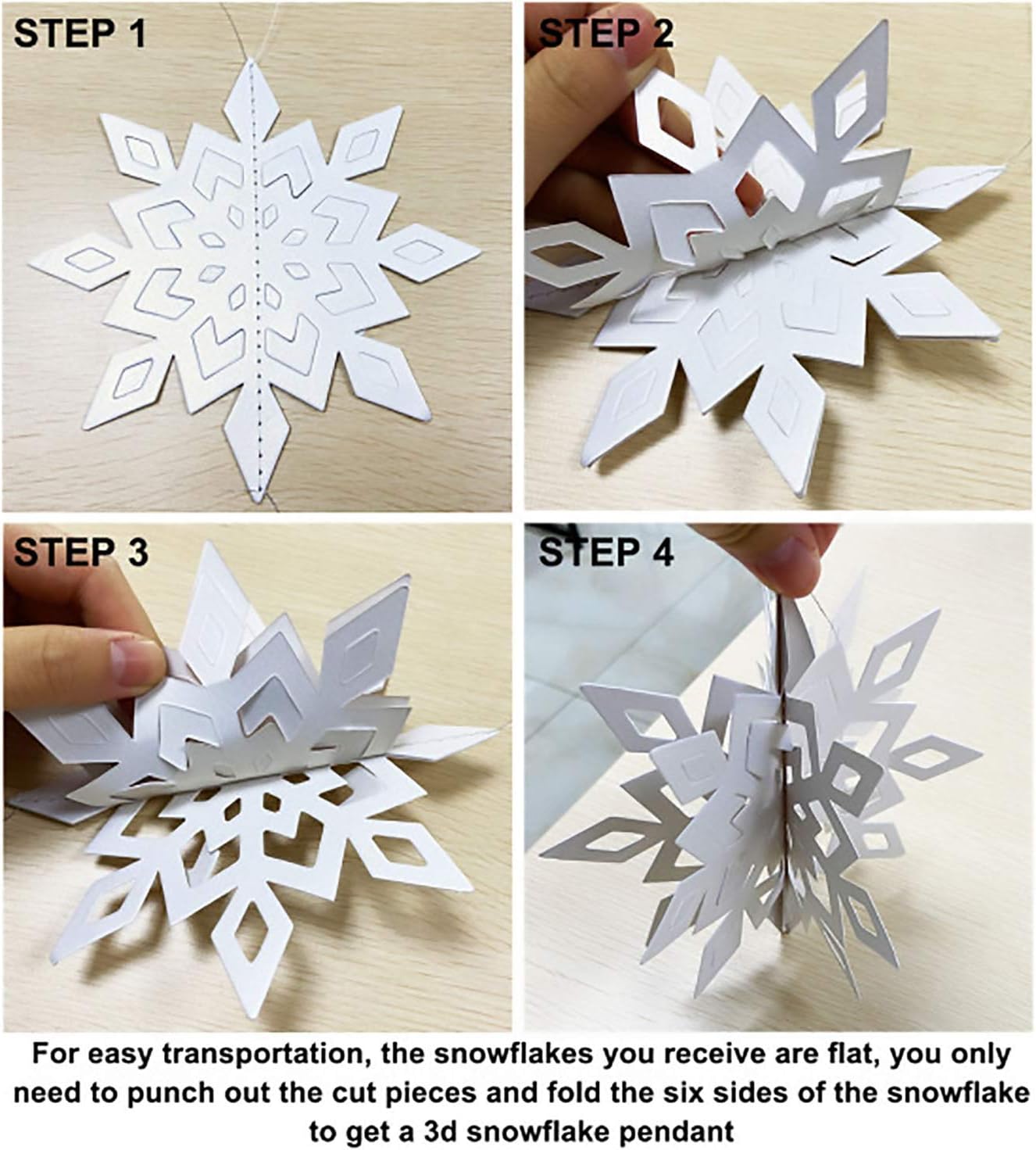 OuMuaMua Winter Christmas Hanging Snowflake Decorations, 12PCS Snowflakes Garland & 12PCS 3D Glittery Large White Snowflake for Christmas Winter Wonderland Holiday New Year Party Home Decorations
