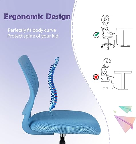 Miniatura 27 de POWERSTONE Silla pequeña de escritorio para oficina en casa, silla giratoria para computadora de estudio, silla de trabajo de altura ajustable con