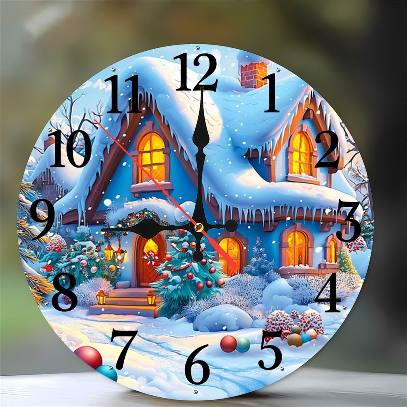 Horloge murale facile à lire Maison de Neige ronde pour éviter les retards