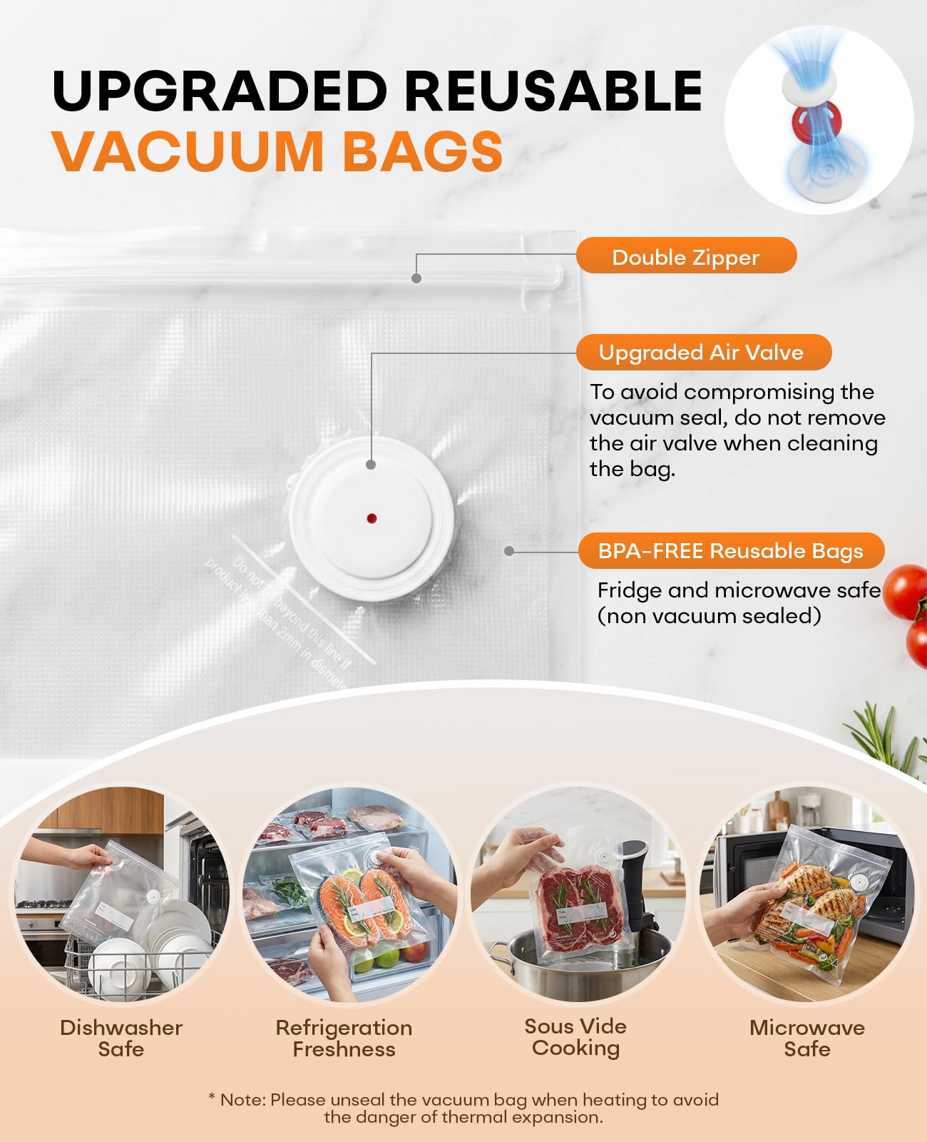MZROT 1800mAh Compact Vacuum Sealer for Food (Vacuum Sealer Machine + 30 Reusable Bags), 80kPa Powerful Handheld Food Sealer With LCD-Display, Visible Water Tank Portable Seal Meal Saver (White) in use