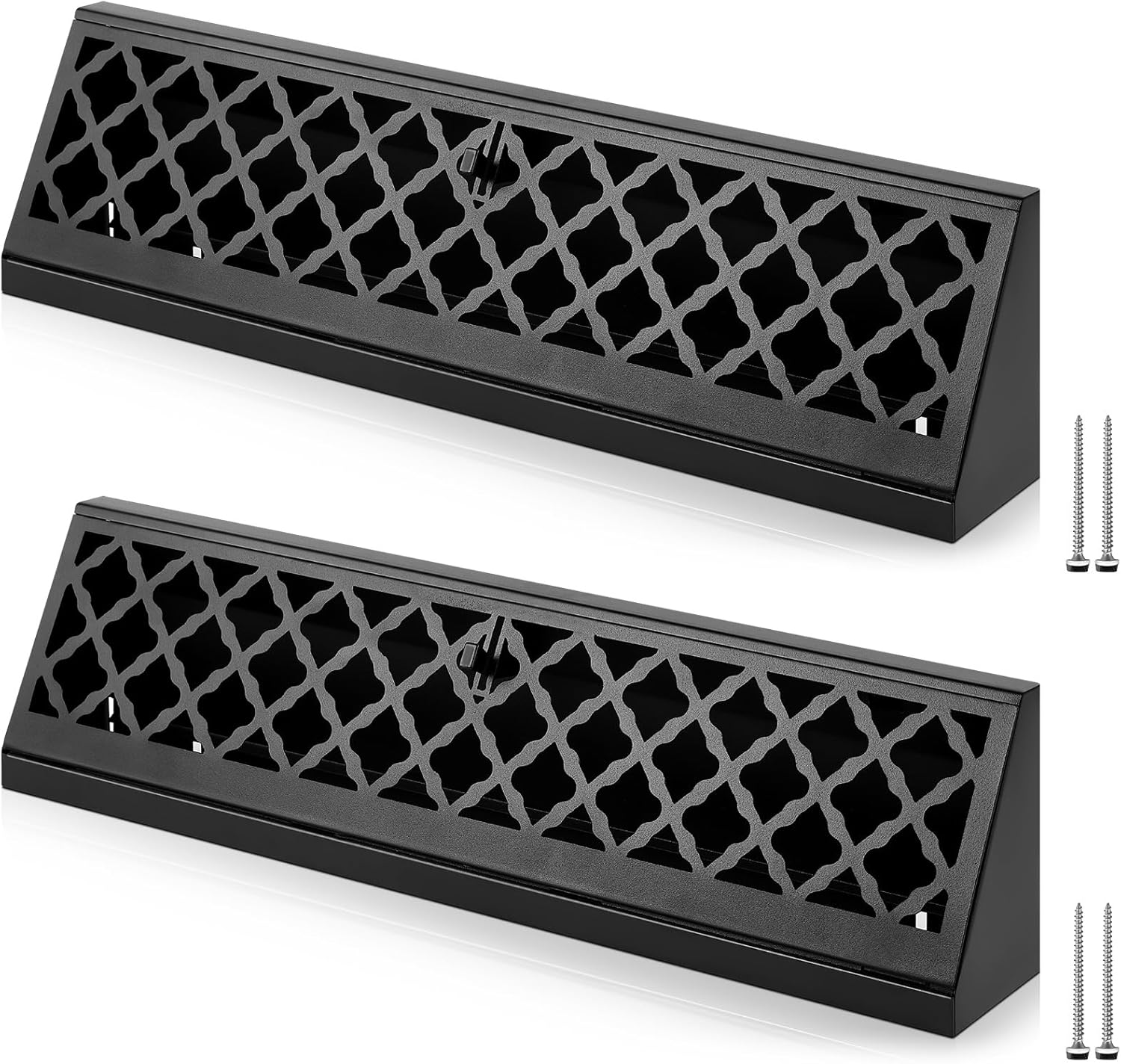 Blulu 1 Pieces 18 Inch Baseboard Register Duct Opening Size Modern Design Vent Covers for Home Floor Wall Baseboard Air Covers Supply Floor Baseboard Diffuser Including Screws (Black) Black 1
