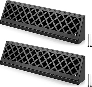 Blulu 2-Pack 15-Inch Black Steel Baseboard Vent Covers - Adjustable Damper Floor Registers for Modern Home HVAC Comfort