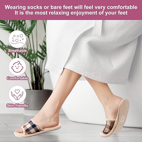 Miniatura 5 de Tessco for you 10 Pairs Washable House Slippers for Guests Open Toe Breathable Slippers Reusable Home Bedroom Hotel Family Travel Unisex Non Slip