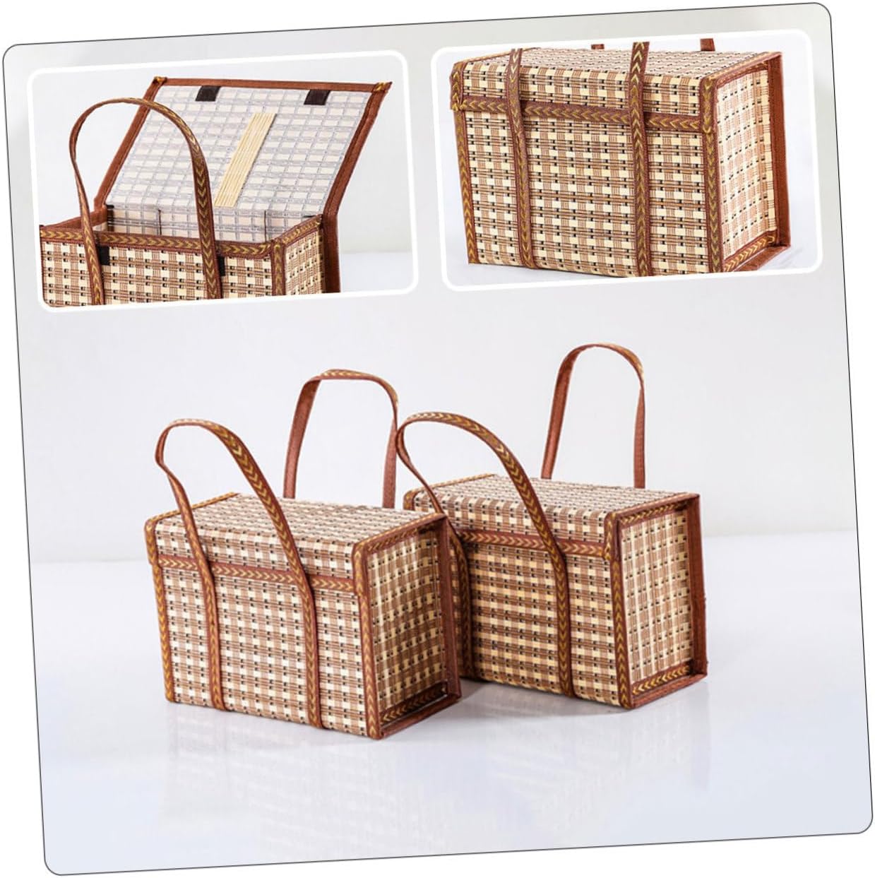 Bamboo Fruit Basket with Handle, Woven Storage Xmas image 5