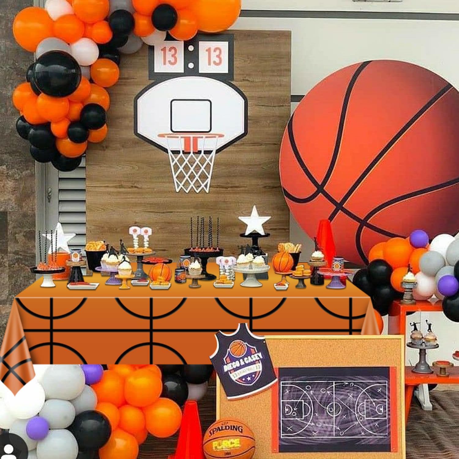 4 Tovaglie A Tema Basket - Impermeabili, 130x220 Cm, Per Feste E Compleanni - Foto 9