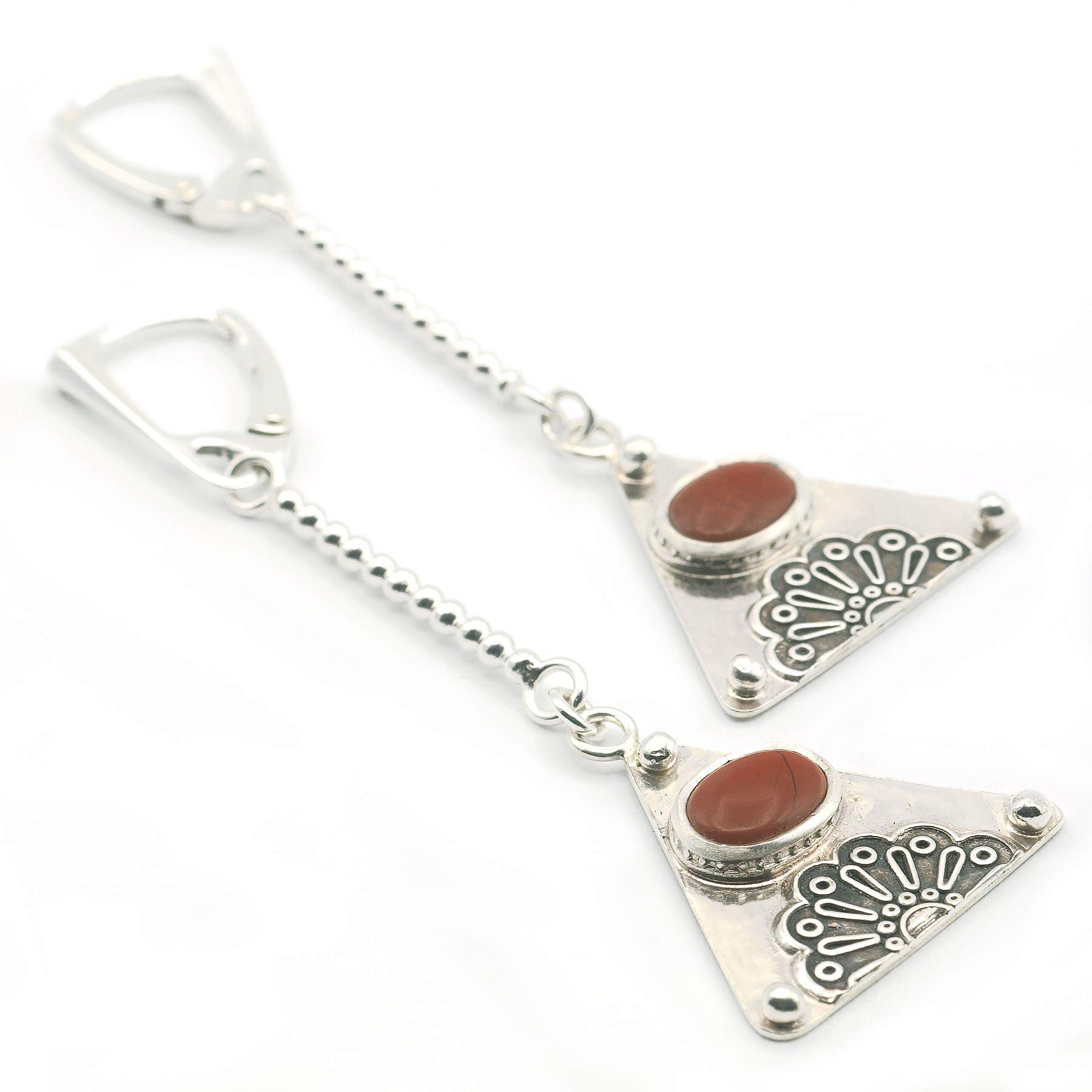 Pendientes Jaspe Rojo y Plata 925