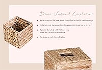 Vista 3 de Funda cuadrada para caja de pañuelos de hierba marina, rústica decorativa de mimbre para caja de pañuelos de jacinto de agua, cubierta cuadrada