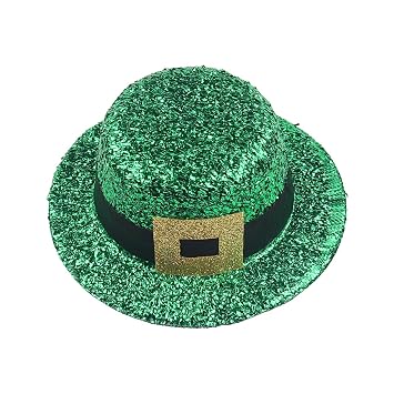St Patricks Day Hat Hair Clips Green Mini Top Hat Hairpins Glitter Shamrock Clover Hat Hair Barrettes Alligator Clips for Women St.Patricks Day Holiday Irish Party Hair Accessories