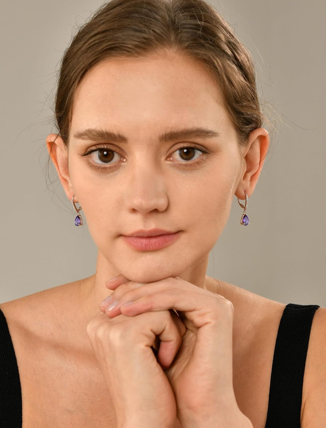 YL Teardrop Butterfly Dangle Earrings for Women, Solid 925 Sterling Silver 18K White Gold Plated Pear Cut Birthstone Halo Leverback Jewelry Gifts - Image 4