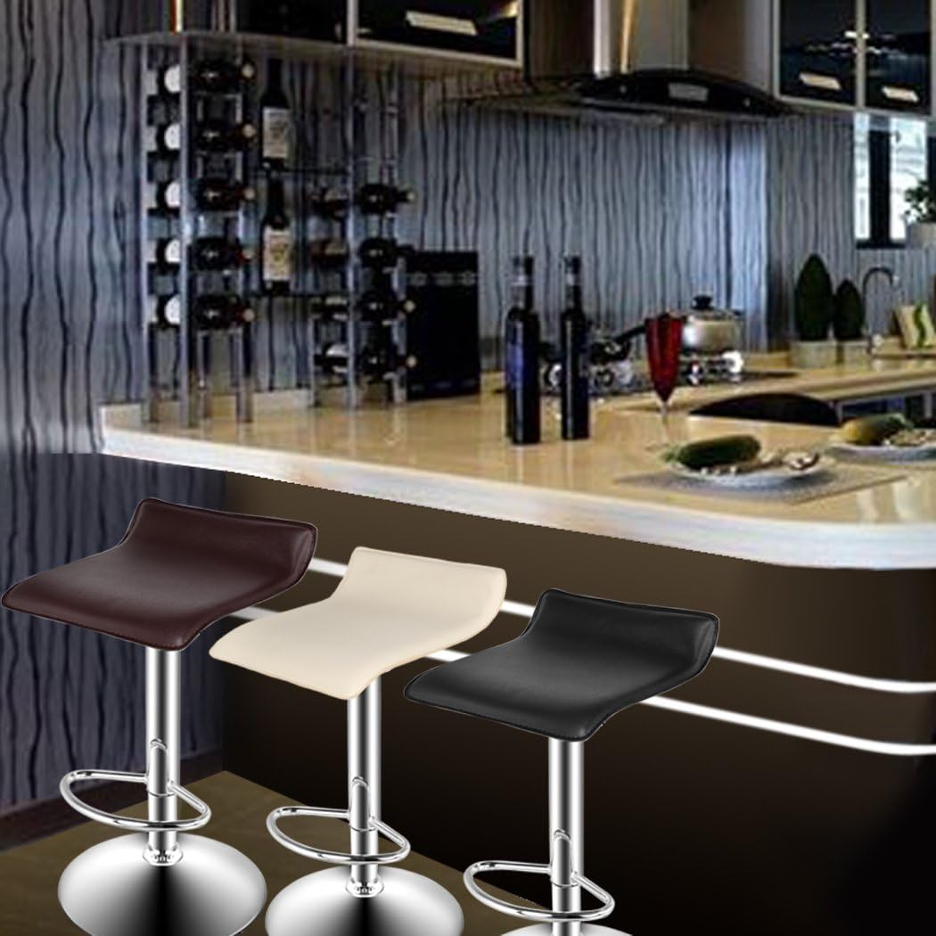 Gracelove 2pcs Bar Stool Chair Swivel Seat Adjustable Height Counter Chrome Furniture US (Black)
