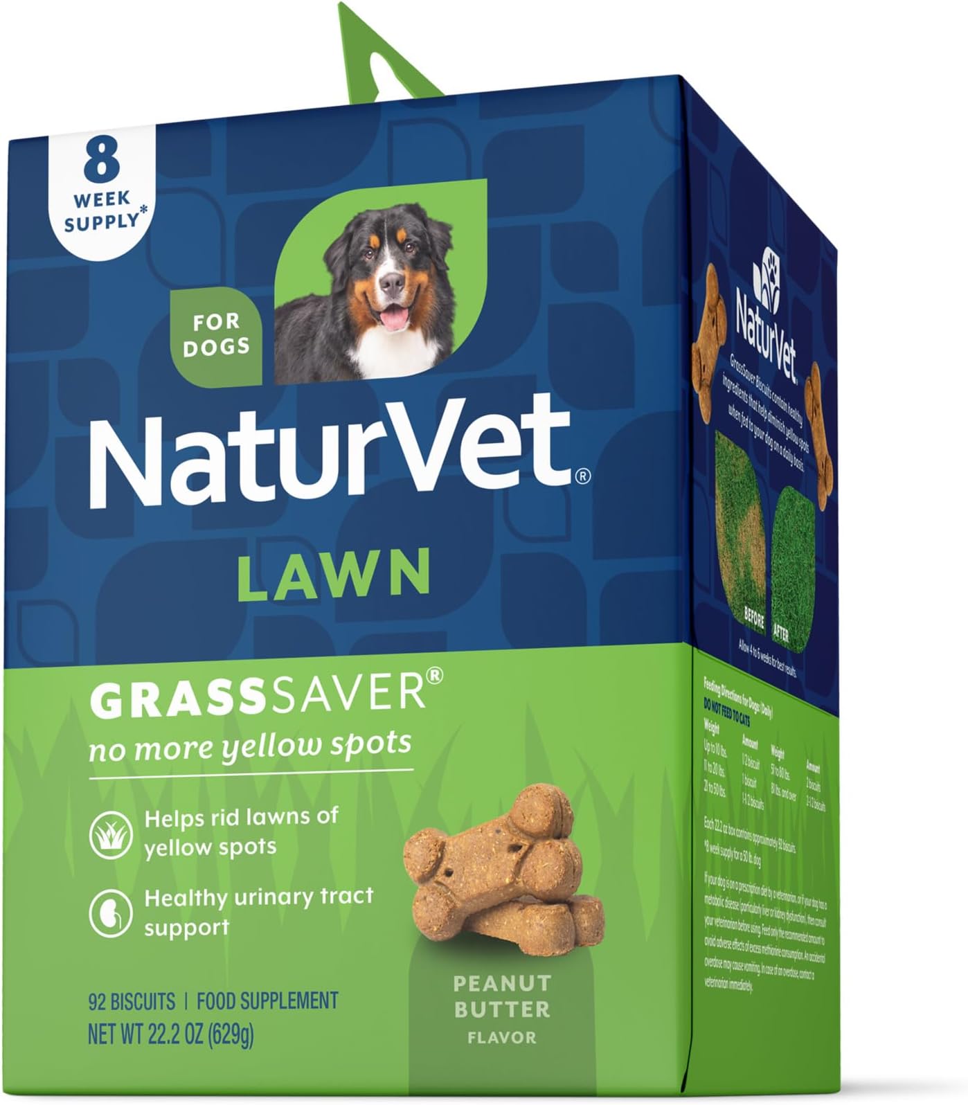 NaturVet GrassSaver| Biscuits for Dogs – Help Keep Grass Green, Rid Your Lawn of Yellow Patches Caused by Dog Urine| No More Yellow Spots| DL-Methionine – Peanut Butter Flavor – 22 oz
