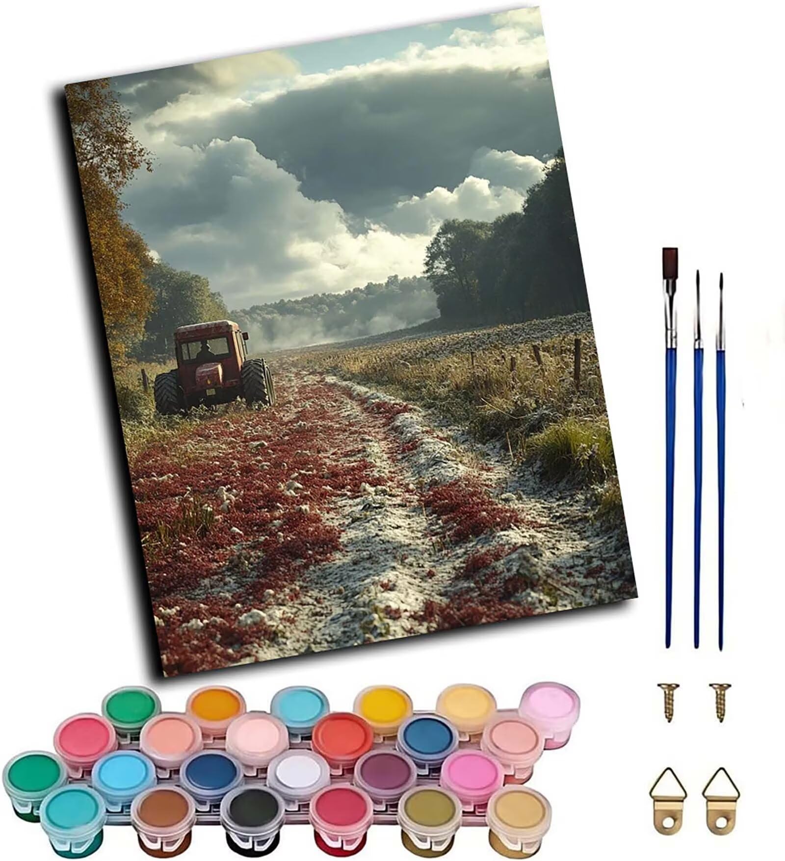 Malen Nach Zahlen Erwachsene mit Rahmen Landschaft Malen Nach Zahlen, DIY Basteln Erwachsene Cloud Leinwand Bilder, Paint by Numbers Handgemalt Ölgemälde Kit, Deko Wohnzimmer Geschenke 60x80cm V-6585