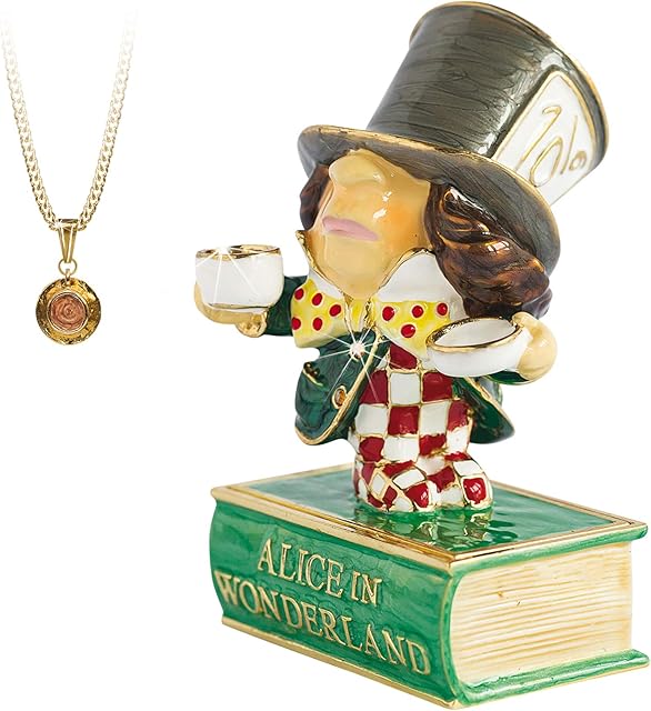 Arora Secrets from Hidden Treasures Alice In Wonderland Mad Hatter Trinket Box, Multicolour, One Size