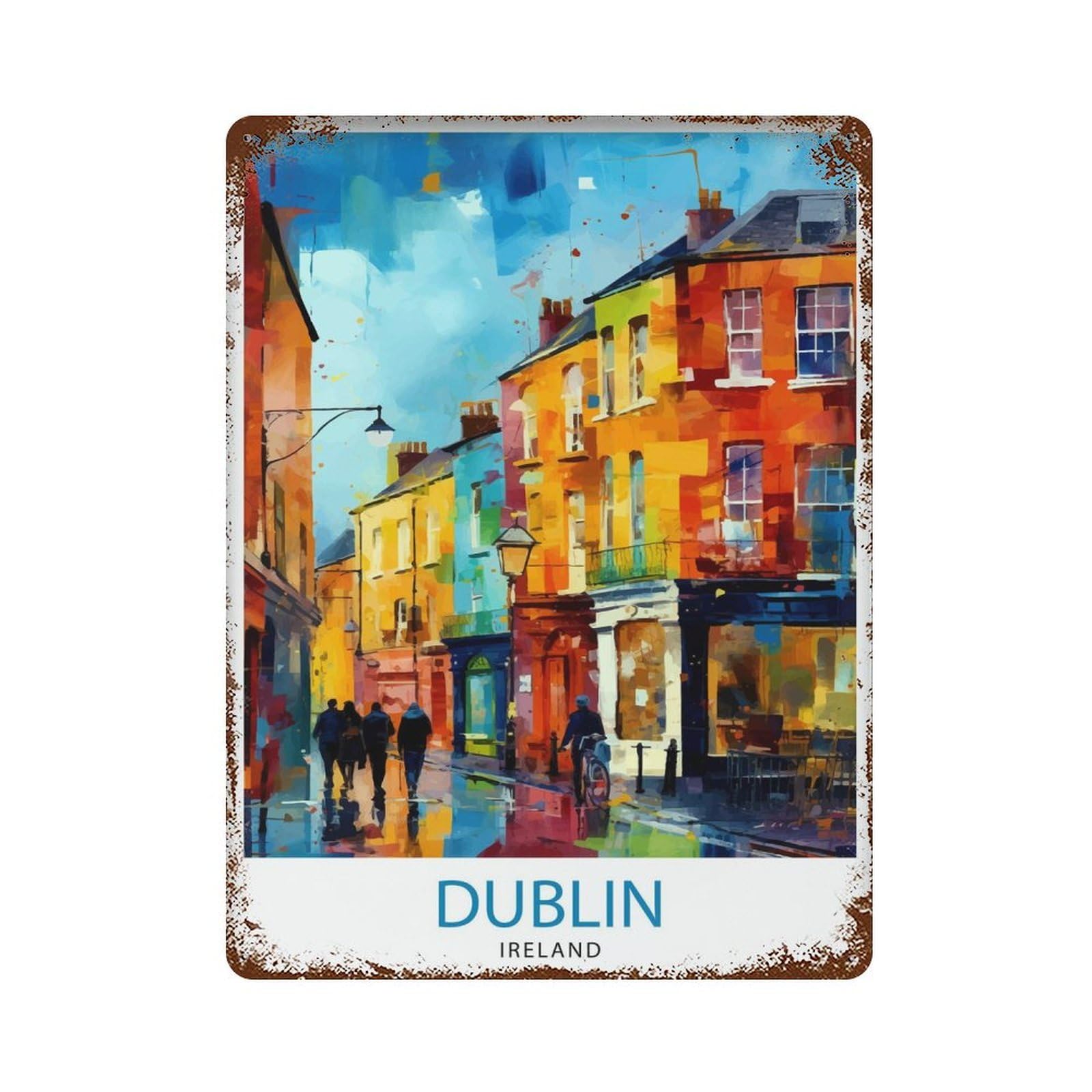 Dublin Ireland Cityscape Lively Temple Bar Scene Historic Georgian Doors Irish Pub Cultur_5_5 Wall Decor Art Metal Tin Poster Modern Home Decor Art Home Bar Shop Decorations Vintage Sign 40x30cm