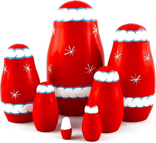 Miniatura 3 de MATRYOSHKA&HANDICRAFT Muñecas de Navidad de Papá Noel, 7 piezas, decoración de Navidad, regalos de muñeca