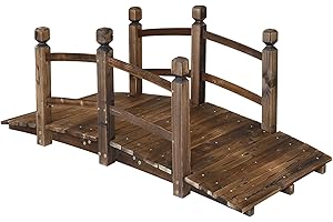 5FT Wooden Garden Decorative Footbridge with Safety Hand-rails