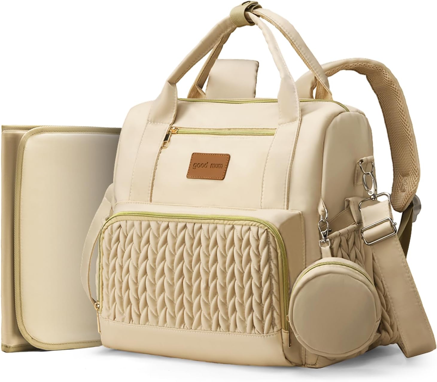 Baby Bag for Moms,Stylish Waterproof Baby Diaper Bags with Changing Pad,Insulated Pockets,Multi-Function Travel Diaper Backpacks, Baby Registry Search,Khakii