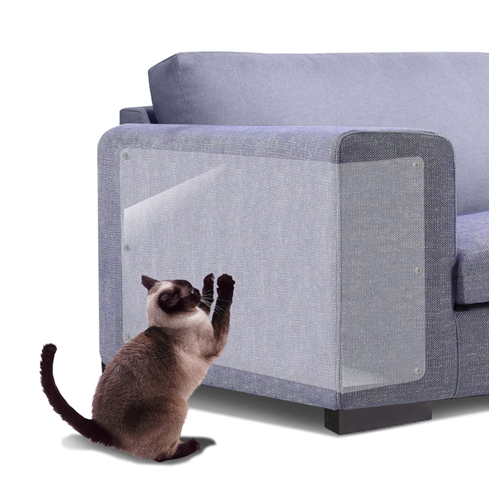 Protezione Graffi per Gatto,10 Pezzi Protezione per Mobili per Gatti, Nastro Adesivo Antigraffi per Gatti E Cani Autoadesive Trasparente PVC con 60 Viti, per Divano Poltrona Armadio