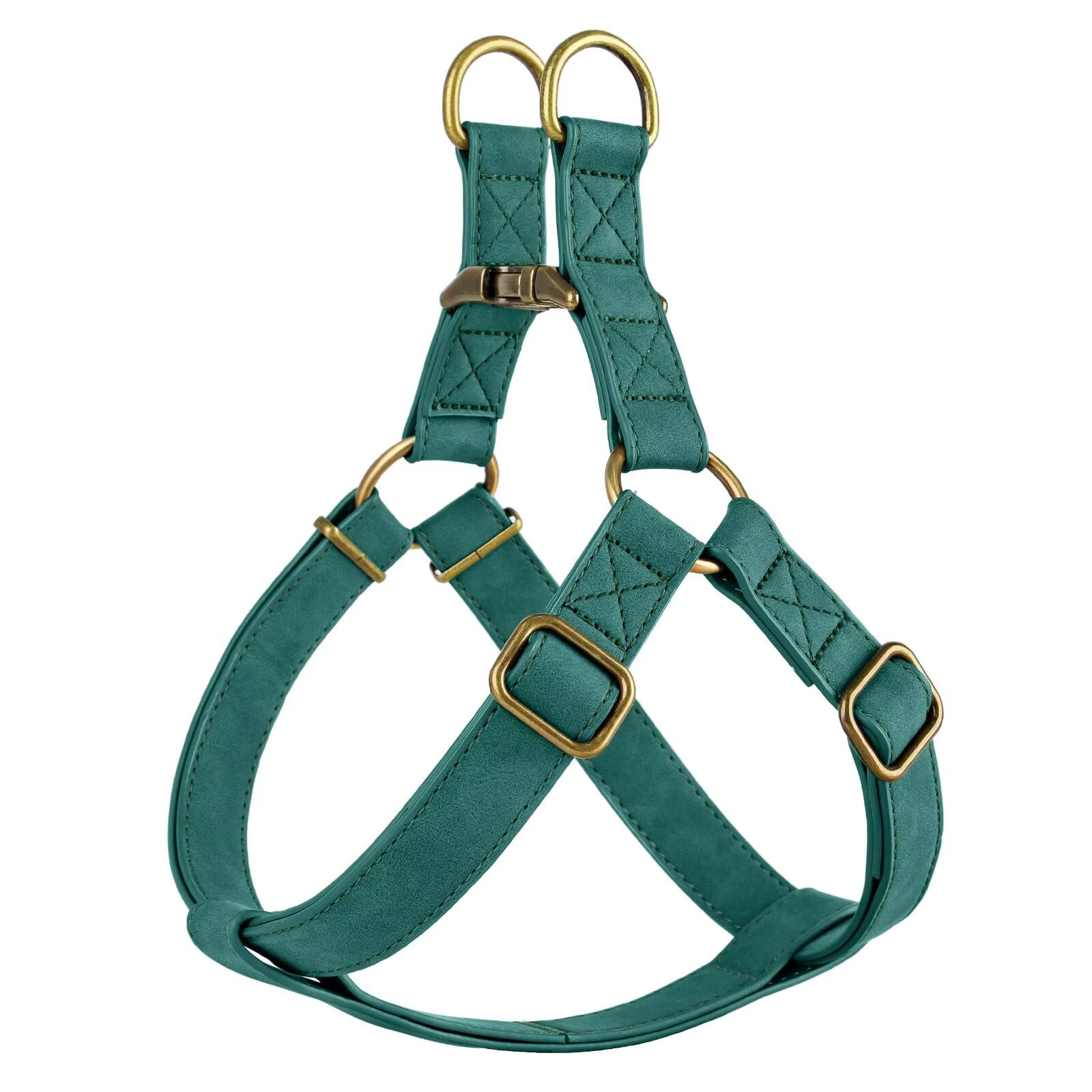 Harnais en cuir souple pour chien Didog vert M avec boucle métal robuste