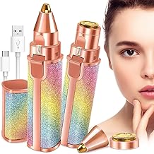 CAVERNSHOP Eyebrow Trimmer, 2 in 1 Rechargeable Facial Hair Remover with Replaceable Heads, Portable Eyebrow Trimmer for Women, Epilator for Women, Face, Lips, Nose, Upper lip