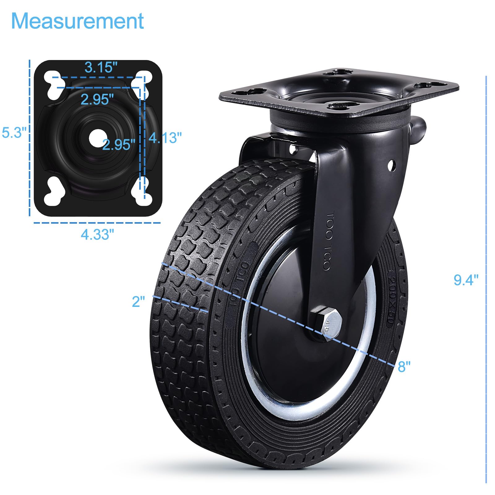 Heavy Duty Caster Wheels - 3200LBS Capacity -2 Heavy Duty Caster Wheels - 3200LBS Capacity -2