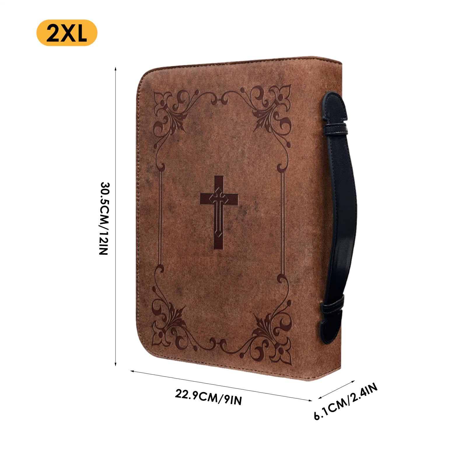 Custodia classica per bibbia, custodia per bibbia in pelle PU con cerniera, resistente all'acqua, custodia protettiva per il trasporto della chiesa con manico, per festa della mamma, Natale, Pasqua