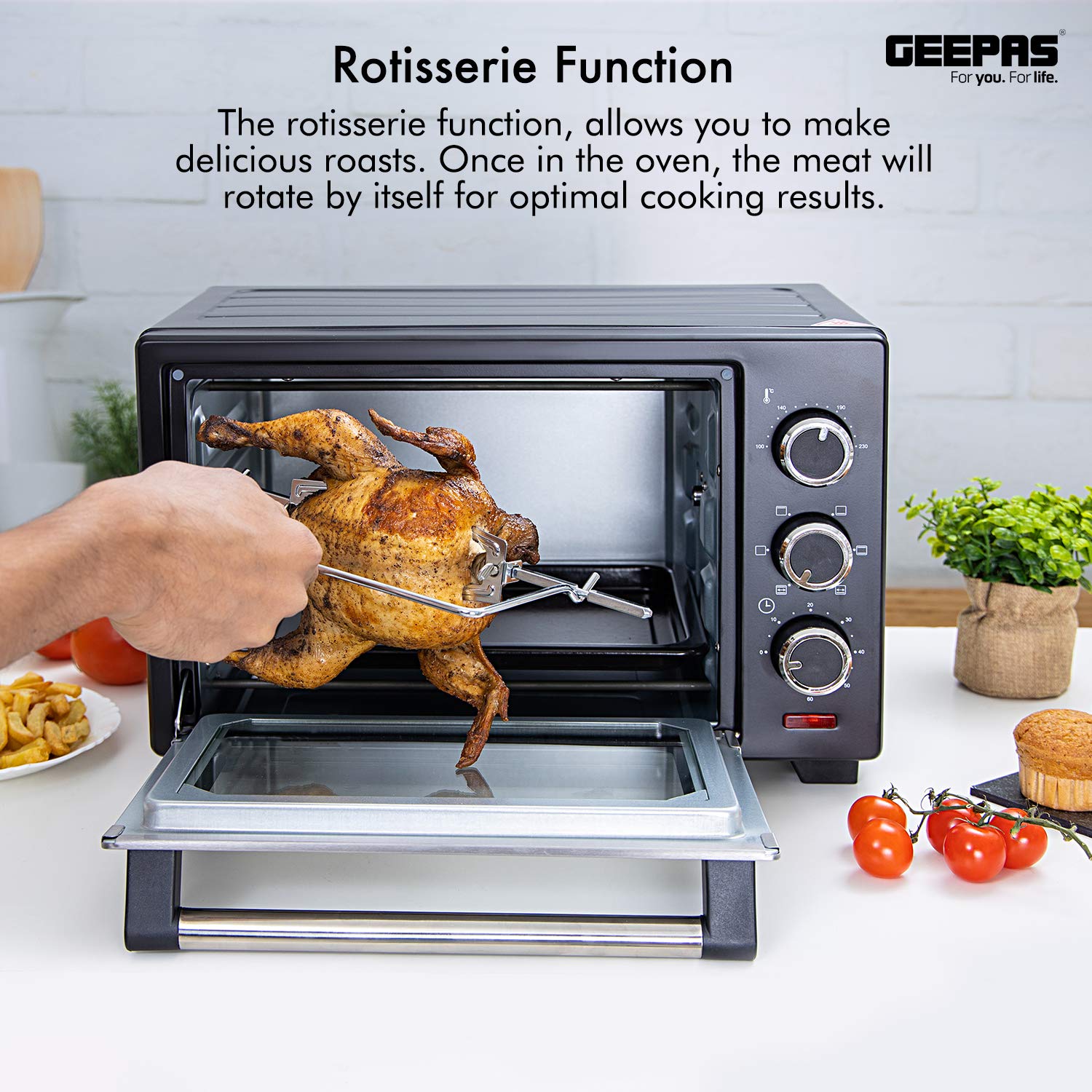 Geepas 19L Mini Oven and Grill 1280W Countertop Electric Cooker with