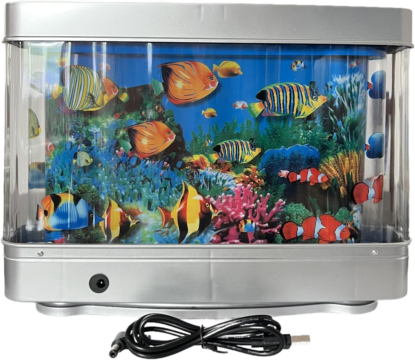 LOVIVER Fake Aquarium LED Night Light Decorative Lamp USB Powered Artificial Tank for Bedroom Office Dining Room Home Decoration, Small