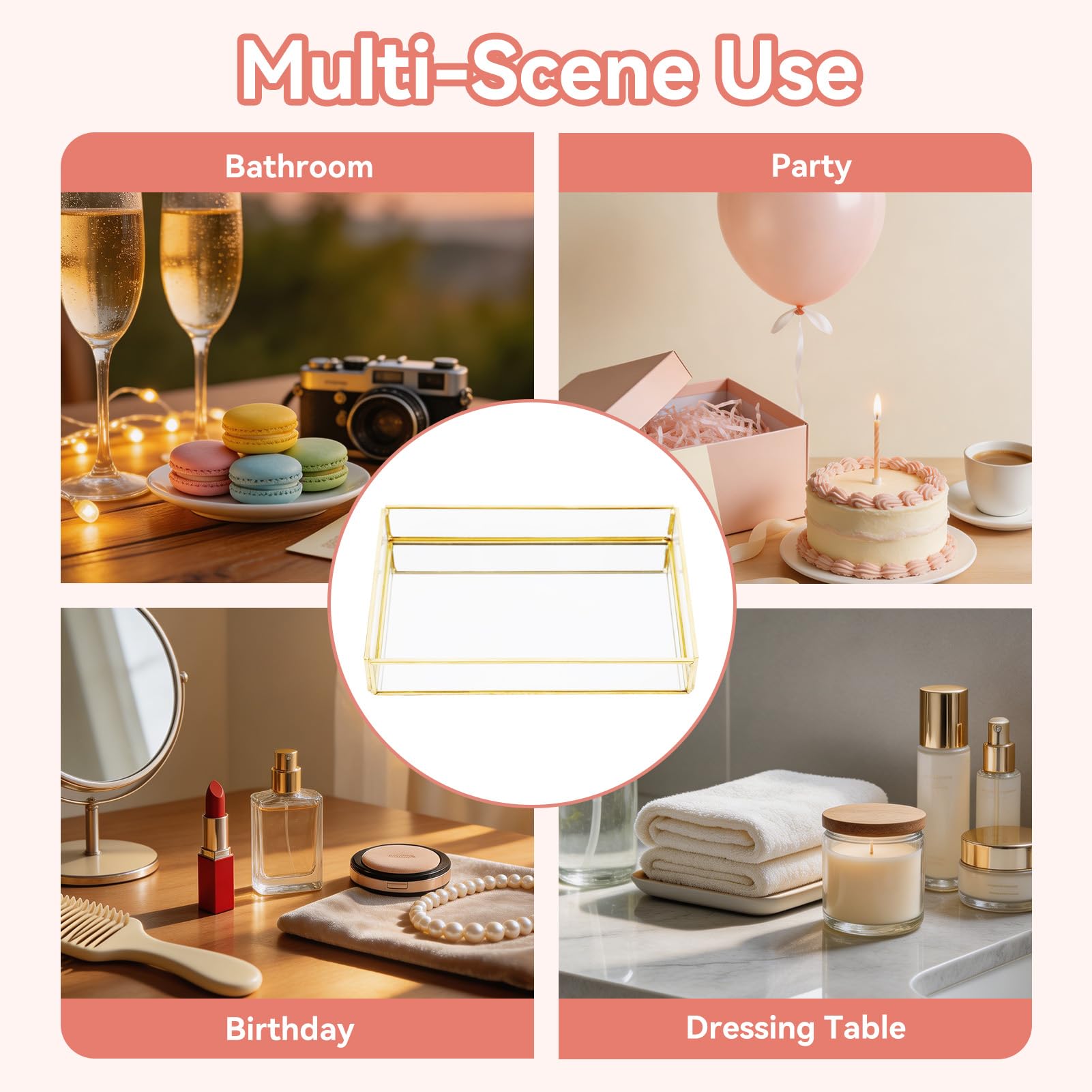 Vintage-Schmuckschatulle mit dekorativem Rand, elegantes Andenken-Display für Hochzeiten, Make-up, Badezimmer und Schreibtisch
