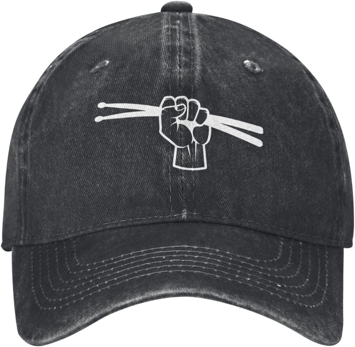 Drumsticks Drummer Adjustable Baseball Cap Washed Denim Distressed Dad Hat