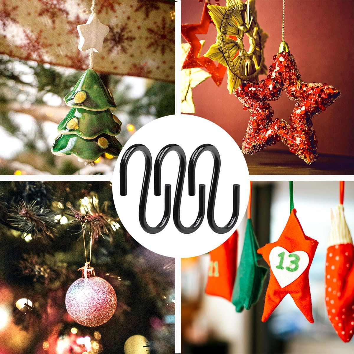 100 Pcs Mini S Hooks for Hanging, 1/2 Inch S Shaped Hooks, Ornament Hooks, S Hangers Hooks, S Hanging Hooks, Wire Hooks, Metal S Hooks for Crafts, Jewelry Keychain Necklaces, Black - Image 2