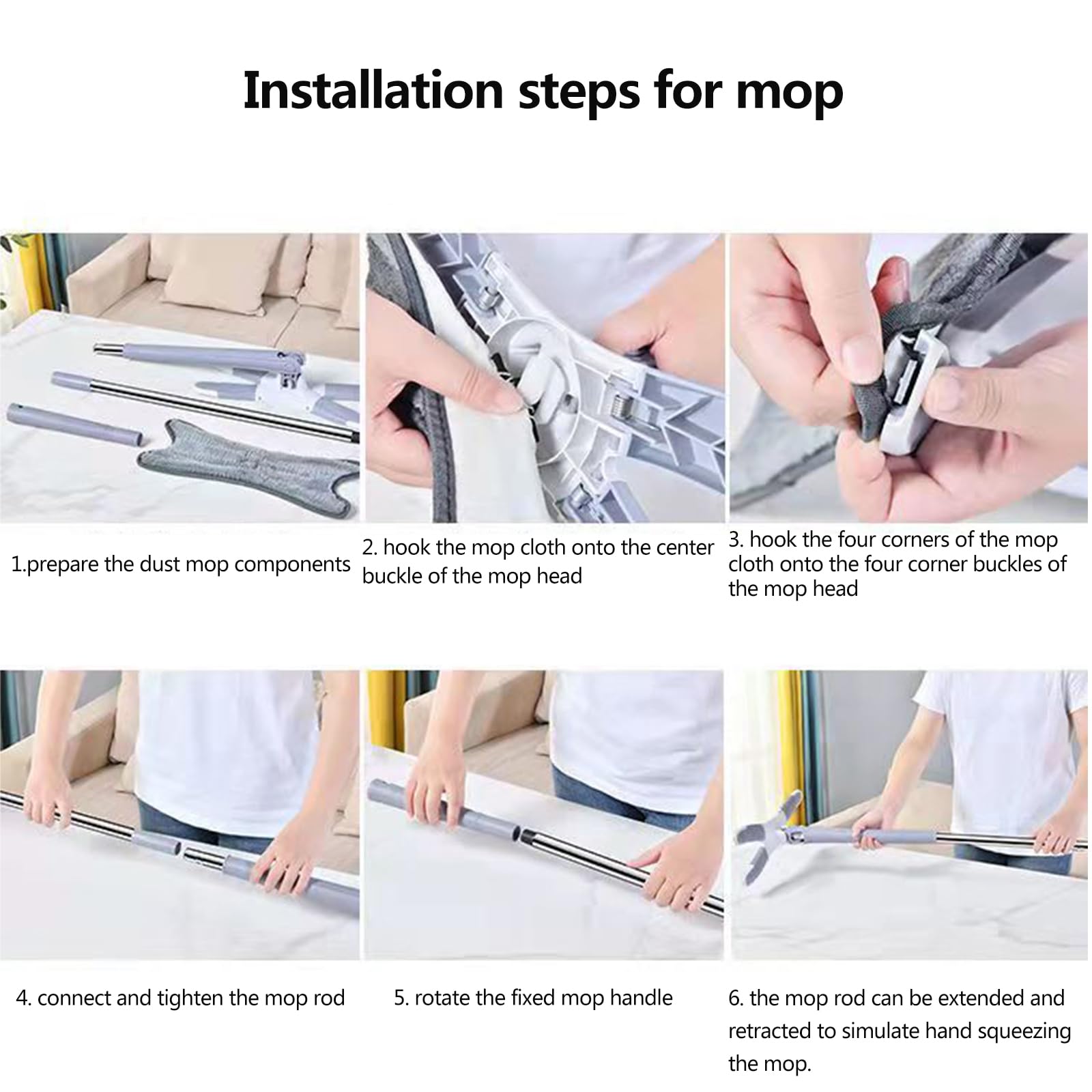 Mopa de polvo lavable para el hogar, fregona de polvo para suelos, conveniente fregona húmeda innovadora para suelos de madera dura, almohadillas de microfibra húmeda, mopa húmeda y seca de doble uso