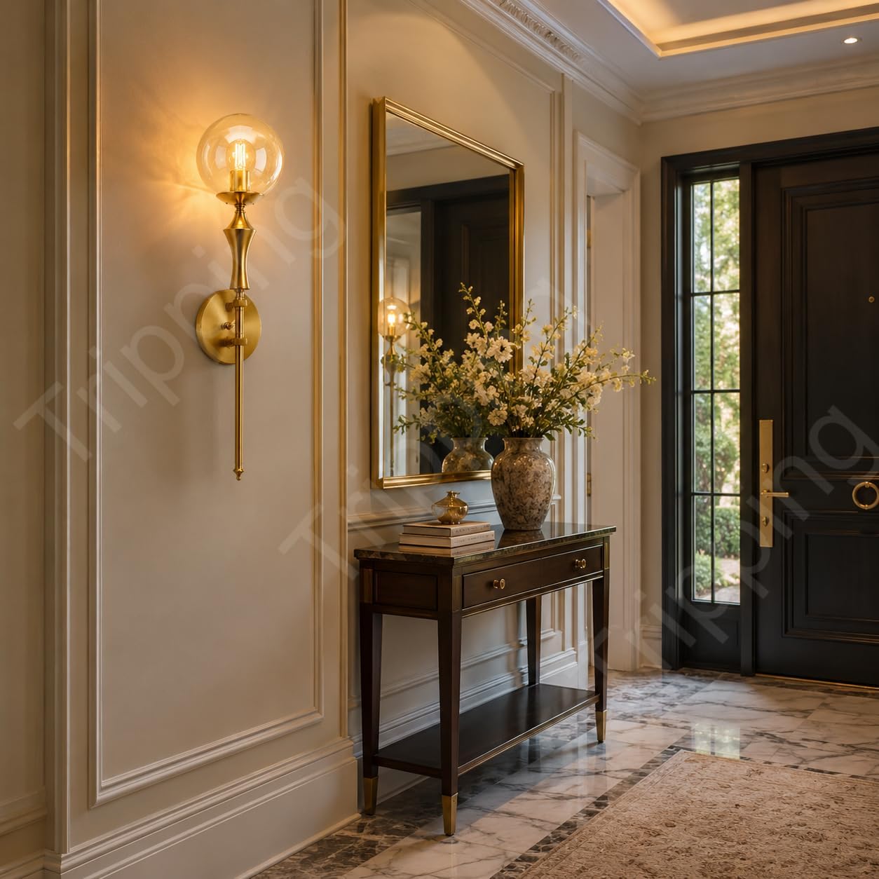 ultimateS-610 SL Antique Gold Wall Lamp with Amber Globe Glass