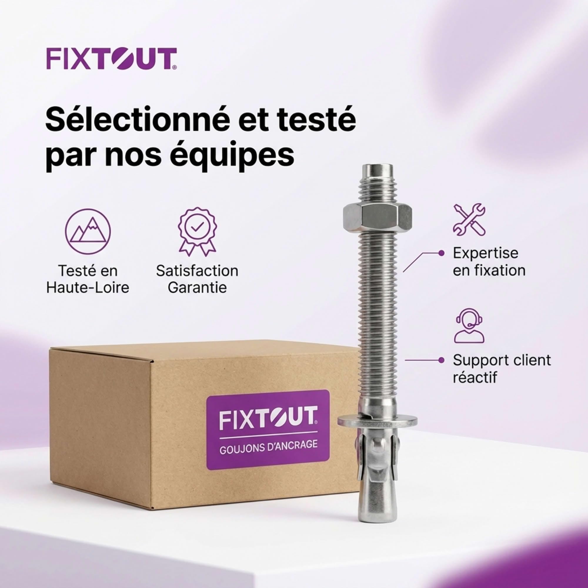 Lot de 50 goujons d'ancrage M8 en Acier Inoxydable A2 - Diamètre 8 mm - Longueur 90 mm