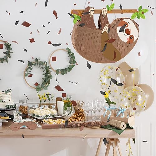 Vista 75 de Piñatas de perezoso para fiesta de cumpleaños, piñata de animales con palo, venda, confeti para adultos, cumpleaños, baby shower, suministros