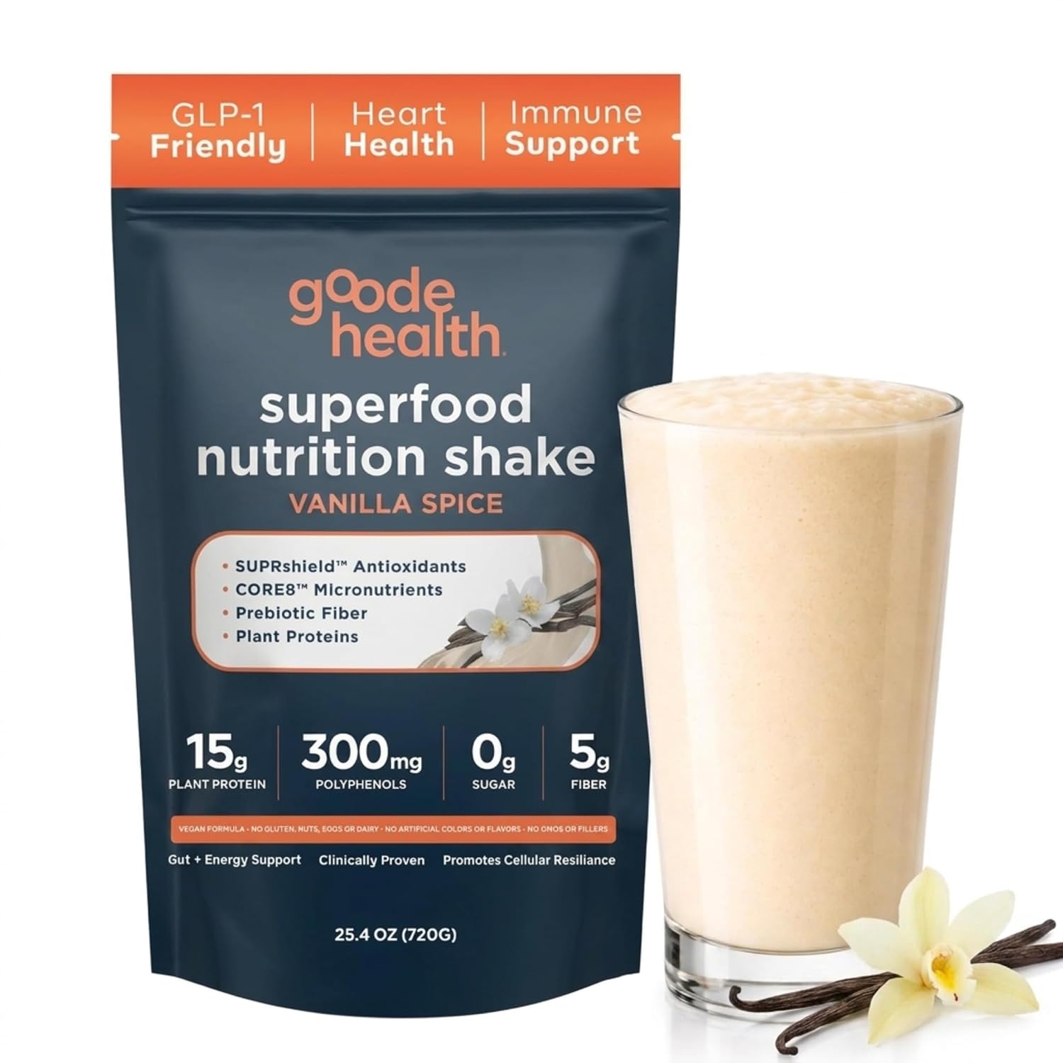Goode Health Plant Based Superfood Nutrition Shake, Vanilla Spice