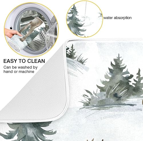 Miniatura 2 de Tapete de secado de platos de ciervo blanco, accesorios de cocina para encimera, escurridor de platos, tapete para cocina, 16 x 18 pulgadas