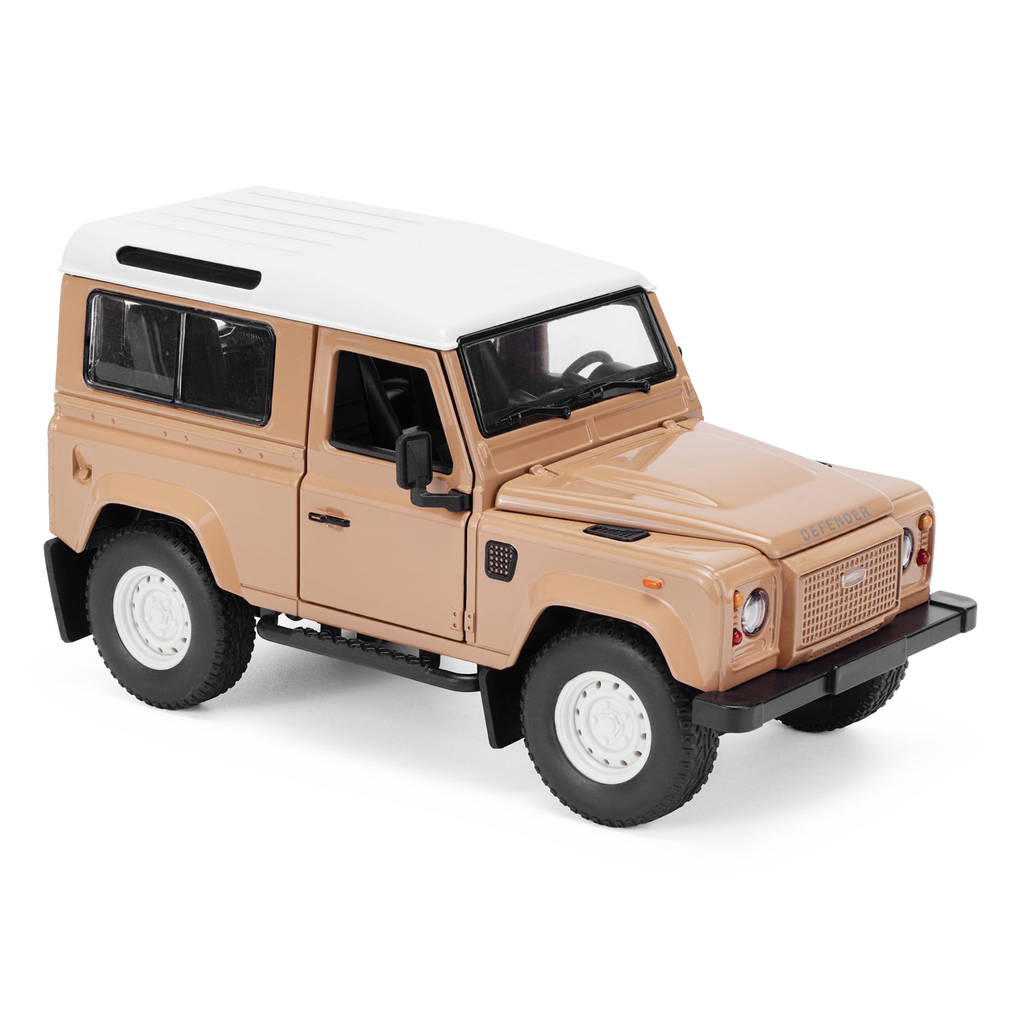 Land Rover Classic Defender Works V8 Islay Edition 1:24 Scale Die-Cast Model Car - Tan | Detailed Collectors Edition Diecast | Official Licensed Product