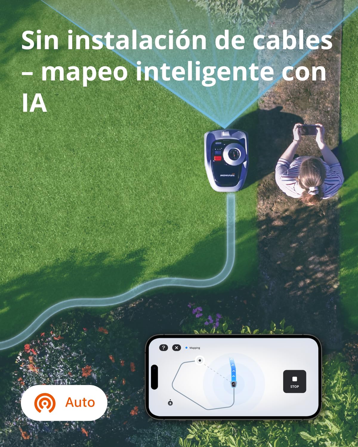 Segway Navimow i105E Robot Cortacésped Perimetral sin Cables, máx. 600 m², Ganador de la Prueba robótica RTK Vision (Reacondicionado)