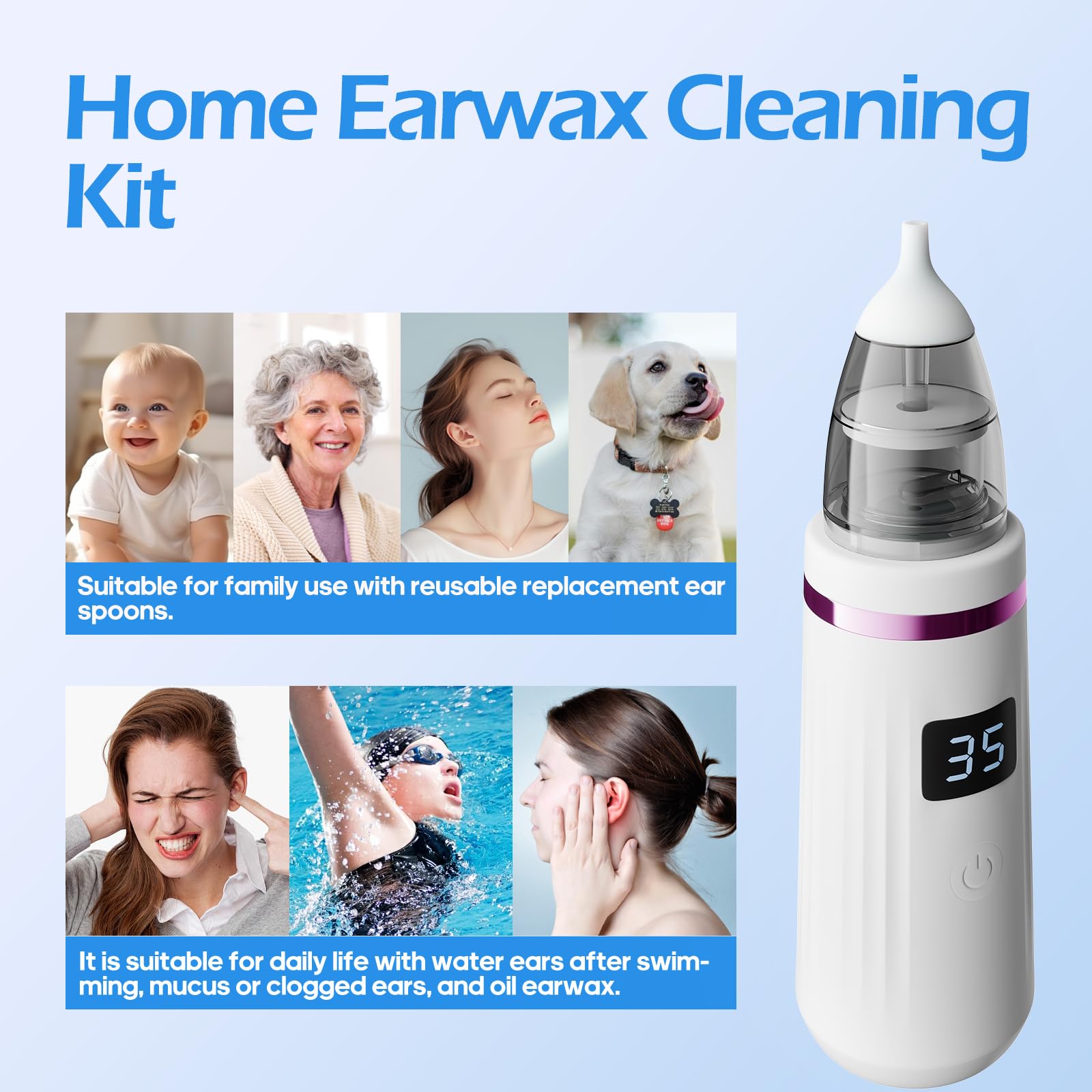 Ohrenschmalz Sauger, Sicheres und Weiches 360 Grad Spirale Silikon Ear Cleaning kit Ersatzköpfen, Geeignet für Kinder und Menschen
