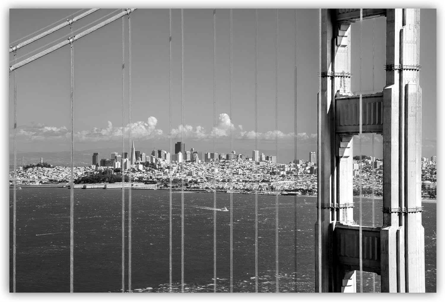 Golden Gate Bridge San Francisco Skyline Black and White Photograph