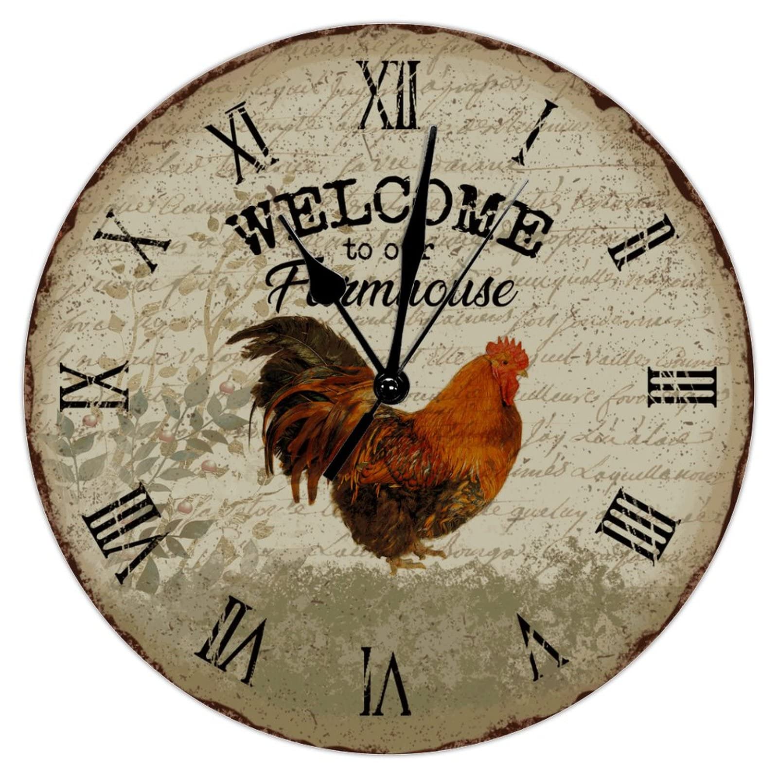 Horloge murale en bois Welcome to Our Farmhouse style campagnard toscane
