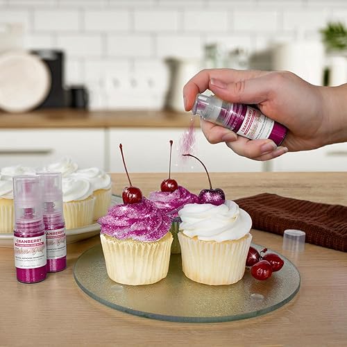 Miniatura 2 de BAKELL Cranberry Tinker Dust Mini - Purpurina 100% comestible, para pasteles, cupcakes, paletas, bebidas, postres veganos con purpurina y polvos