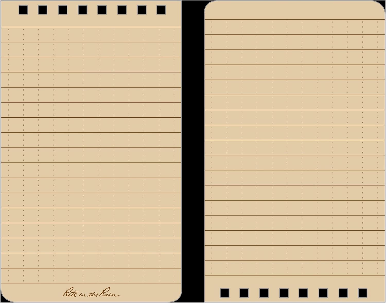 Rite In The Rain Weatherproof Top Spiral Notebooks, 3" x 5", Tan Cover, 3 Pack (No. 935T-3)
