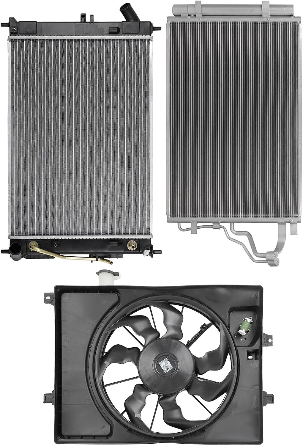 Cooling Fan Assembly Compatible with 2015-2018 for Kia for Forte5 2.0L 2014-2016 for Hyundai for Elantra 2.0L,Replacement for Engine Cooling Fan & Radiator & A/C Condenser