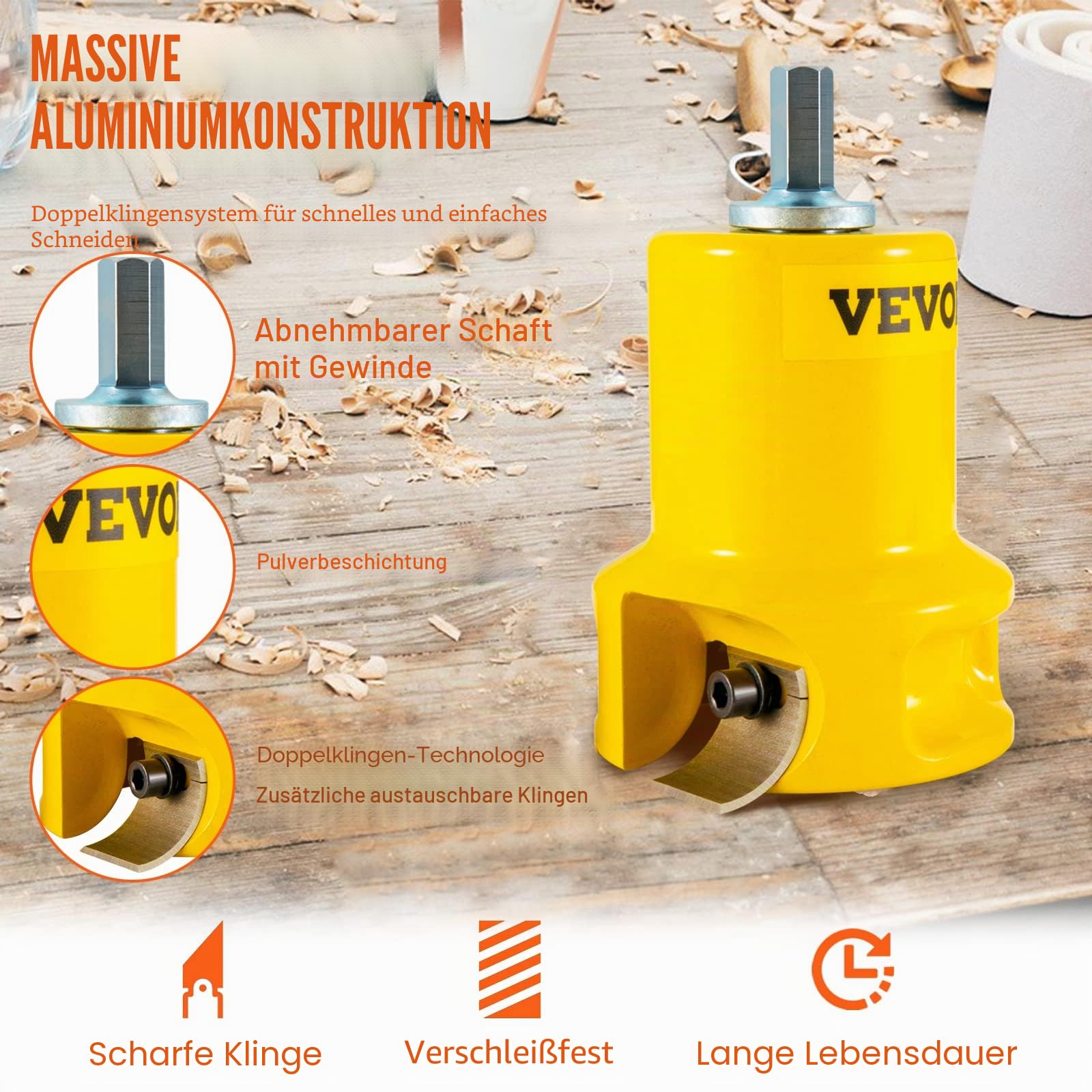 VEVOR Zapfenschneider Forstnerbohrer Set 25,4 & 38 mm & 50,8 mm, 2 Klingen für Balkenbetten, Balkengeländer, Balkenzäune, Balkentische usw.