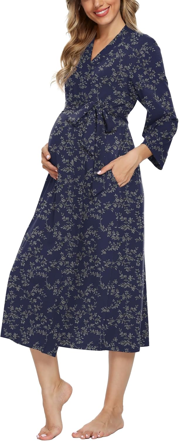 Xpenyo Women's Maternity Sleepwear,Labor/Delivery/Nursing/Hospital Nightgown Kimono Robes Long Pregnancy Loungewear