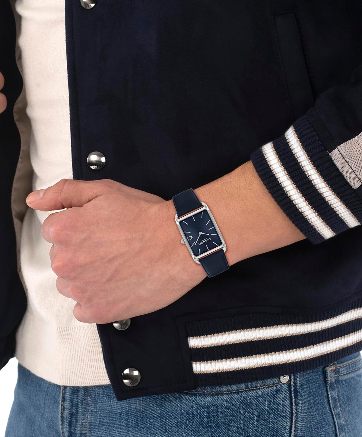 COACH Elliot Men's 2H Quartz Watch - Leather Strap - Tank Case - for Day or Night wear - Gift for Him - 26mm - Image 4